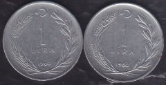 1960 Yılı 1 Lira Ters Düz Takım