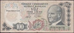 6.Emisyon 2.Tertip 100 Lira H44 863035 Çok Temiz