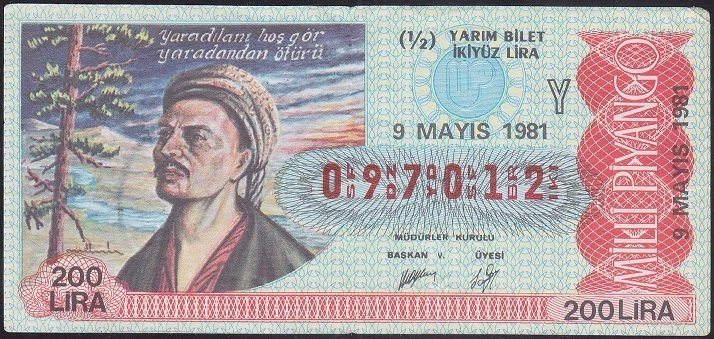 1981 9 MAYIS YARIM BİLET - Y SERİSİ