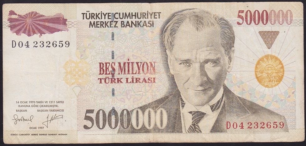 7.Emisyon 5 000 000 Lira D04 232659 Çok Temiz