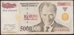 7.Emisyon 5 000 000 Lira D04 232659 Çok Temiz