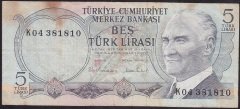 6.EMİSYON 2.TERTİP 5 LİRA K04 381810 TEMİZ