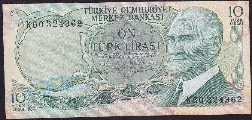 6.Emisyon 2.Tertip 10 Lira K60 324362 Çok Temiz+