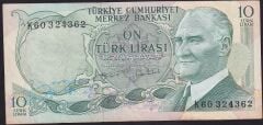 6.Emisyon 2.Tertip 10 Lira K60 324362 Çok Temiz+