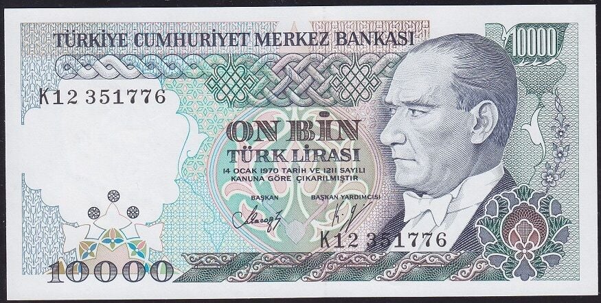 7.Emisyon 4.Tertip 10000 Lira K12 351776 Çilaltı Çil