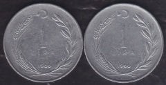 1966 Yılı 1 Lira Ters Düz Takım