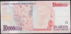 7.Emisyon 10 000 000 Lira C73 824944 Çok Temiz+