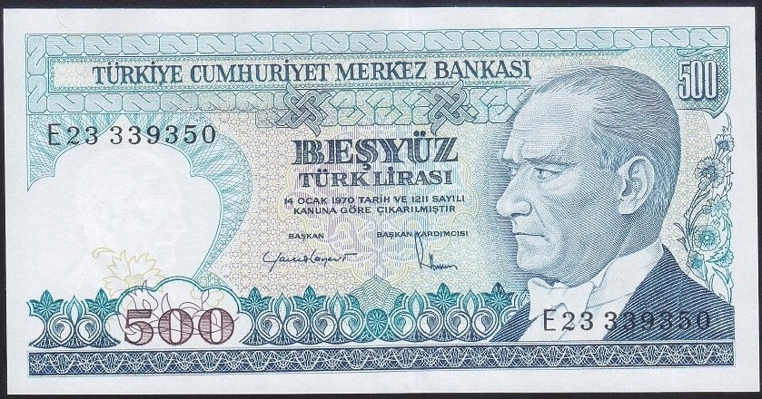 7.Emisyon 2.Tertip 500 Lira E23 339350 Çilaltı Çil