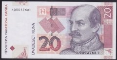 Hırvatistan 20 Kuna 2001 Çilaltı Çil A0003768 Pick 39a