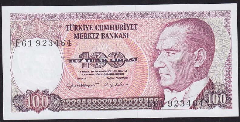 7.Emisyon 2.Tertip 100 Lira E61 923464 Çil