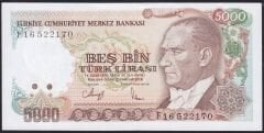 7.Emisyon 3.Tertip 5000 Lira F16 522170 Çilaltı Çil