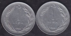 1968 Yılı 1 Lira Ters Düz Takım