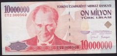 7.Emisyon 10 000 000 Lira C72 300562 Çok Temiz+