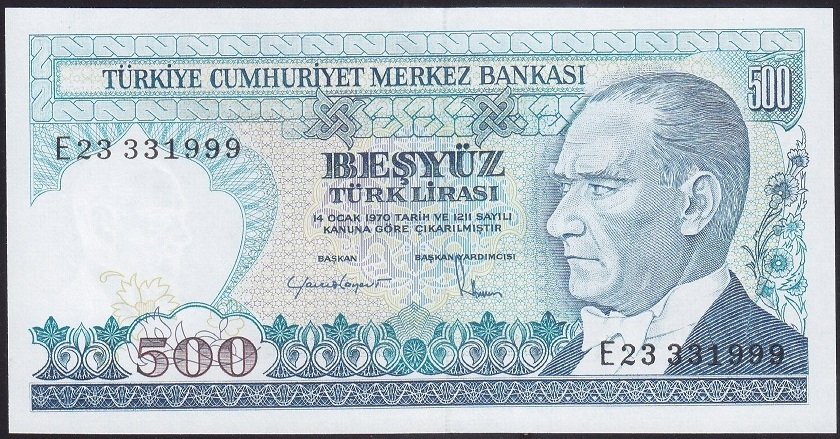7.Emisyon 2.Tertip 500 Lira E23 331999 Çilaltı Çil