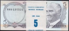 6.EMİSYON 2.TERTİP 5 LİRA K69 DESTE ÇİL ( 100 ADET )