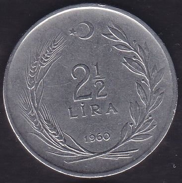 1960 Yılı 2.5 Lira Ters