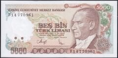7.Emisyon 3.Tertip 5000 Lira F14 770961 Çilaltı Çil