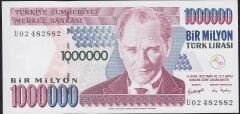 7.Emisyon 3.Tertip 1000000 Lira U02 482882 Çilaltı Çil