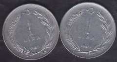 1969 Yılı 1 Lira Ters Düz Takım