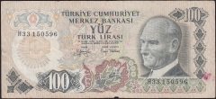 6.Emisyon 2.Tertip 100 Lira H33 150596 Temiz