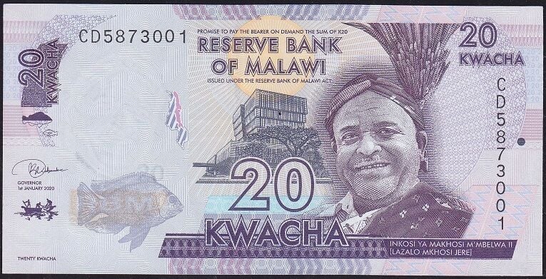 Malawi 20 Kwacha 2020 Çil Pick 63f