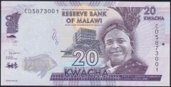 Malawi 20 Kwacha 2020 Çil Pick 63f