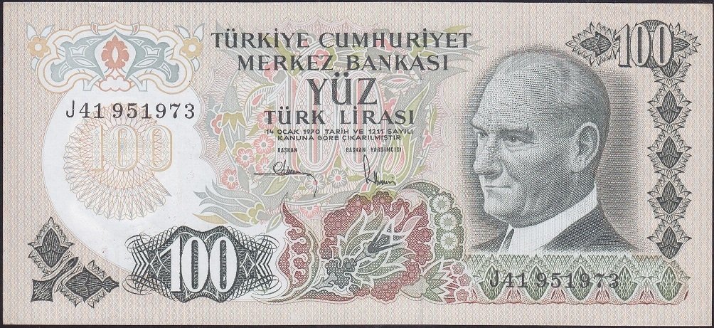 6.EMİSYON 3.TERTİP 100 LİRA J41 951973 ÇÇT +