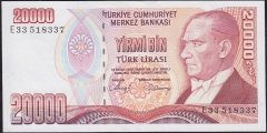 7.Emisyon 1.Tertip 20000 Lira E33 518337 Çok Çok Temiz+