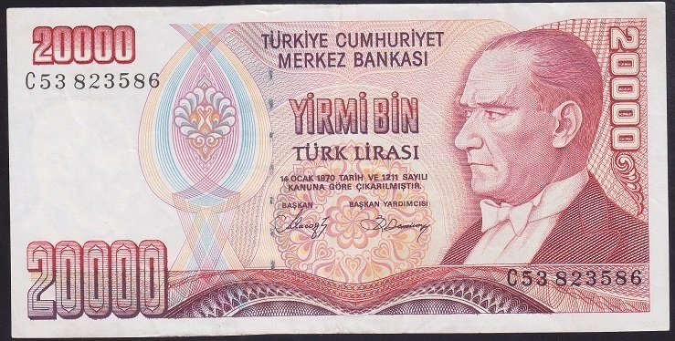 7.EMİSYON 1.TERTİP 20000 LİRA C53 823586 ÇÇT +