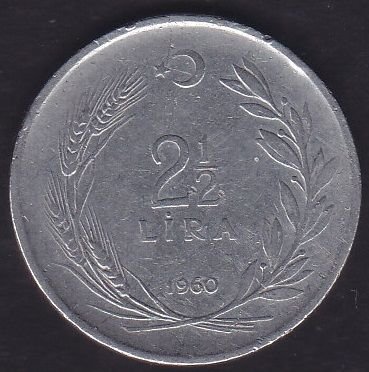 1960 Yılı 2.5 Lira Düz