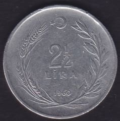 1960 Yılı 2.5 Lira Düz