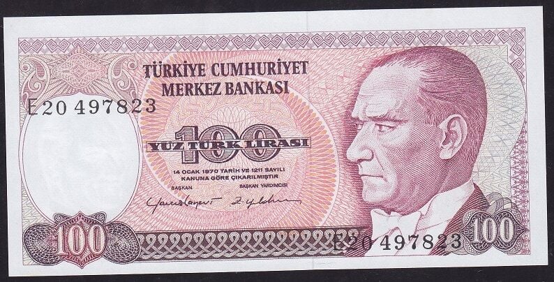 7.Emisyon 2.Tertip 100 Lira E20 497823 Çil