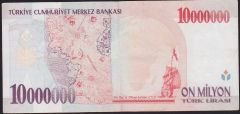 7.Emisyon 10 000 000 Lira C69 787292 Çok Temiz+