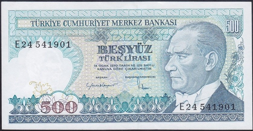 7.Emisyon 2.Tertip 500 Lira E24 541901 Çilaltı