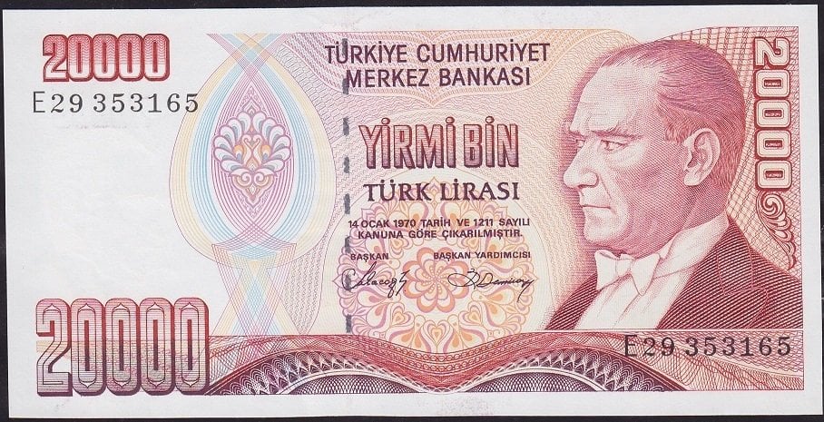 7.Emisyon 1.Tertip 20000 Lira E29 353165 Çlaltı Çil