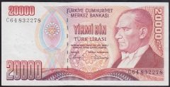 7.EMİSYON 1.TERTİP 20000 LİRA C64 832278 ÇÇT