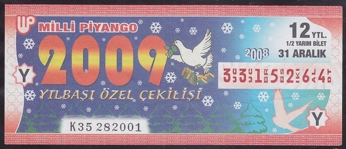 2008 31 ARALIK YARIM BİLET Y SERİSİ