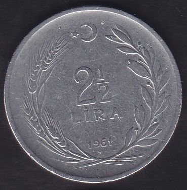 1961 Yılı 2.5 Lira Düz