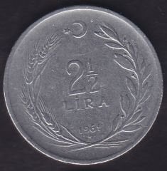 1961 Yılı 2.5 Lira Düz