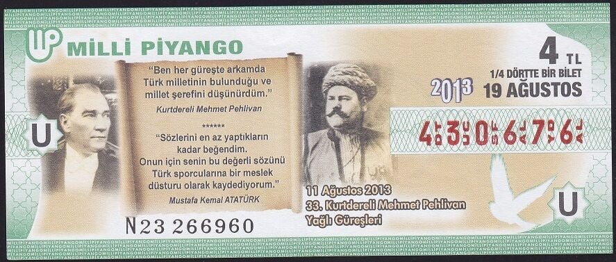 2013 19 Ağustos Çeyrek Bilet - U Serisi