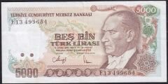 7.Emisyon 3.Tertip 5000 Lira F13 499654 Çok Temiz+