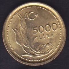 1998 Yılı 5000 Lira İnce Baskı