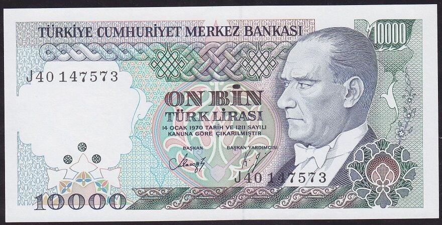7.Emisyon 4.Tertip 10000 Lira J40 147573 Çil