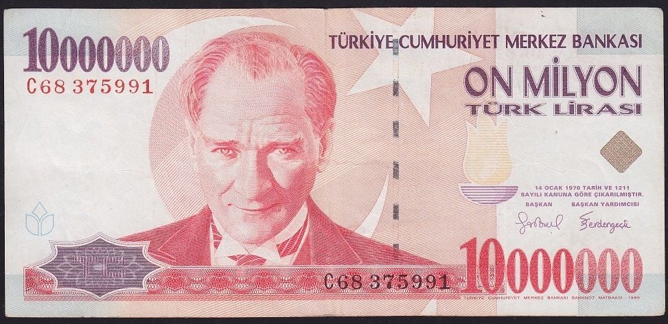 7.Emisyon 10 000 000 Lira C68 375991 Çok Temiz