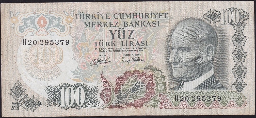 6.Emisyon 2.Tertip 100 Lira H20 295379 Çok Temiz