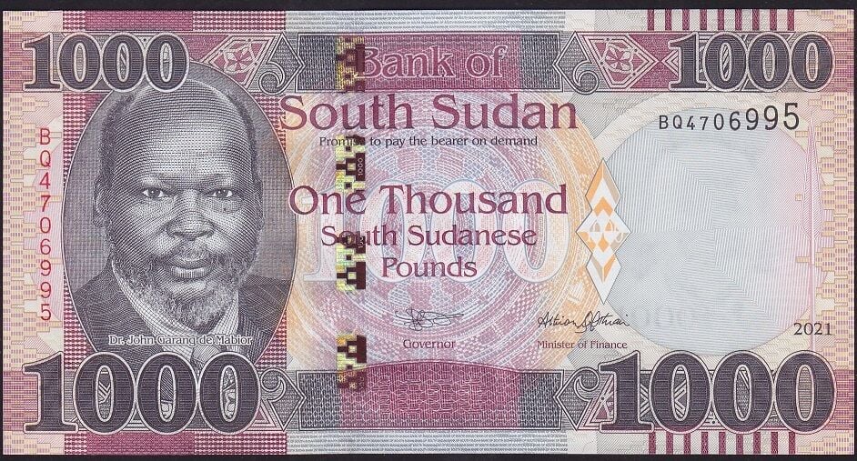 South Sudan 1000 Pound 2021 Çilaltı Çil