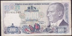 7.Emisyon 1.Tertip 1000 Lira E55 831543 Çok Temiz