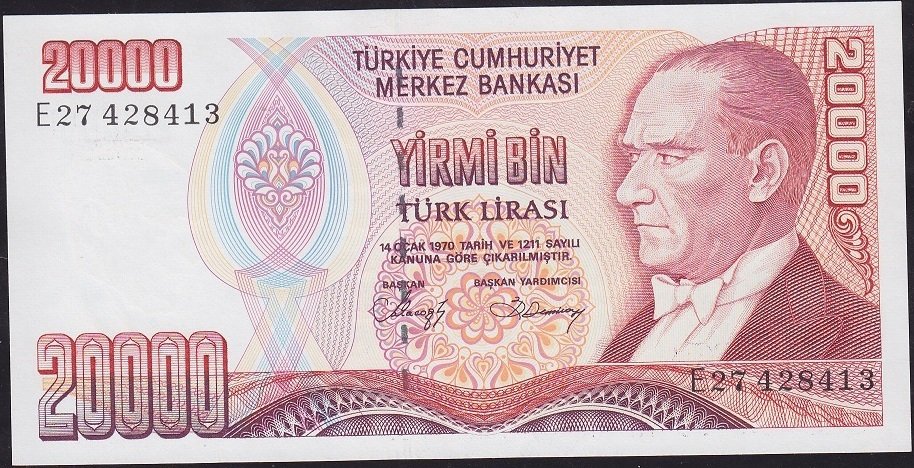 7.Emisyon 1.Tertip 20000 Lira E27 428413 Çilaltı Çil
