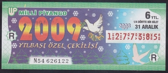 2008 31 ARALIK ÇEYREK BİLET R SERİSİ