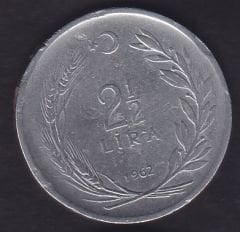 1962 Yılı 2.5 Lira Ters